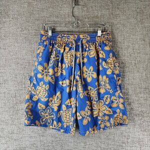 Vilebrequin Board Shorts Mens L Blue Orange Floral Turtle Beach Swim Mesh Lined